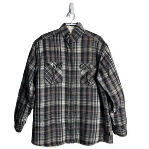 WindRiver Men's Plaid Sherpa Lined Button Down Shacket